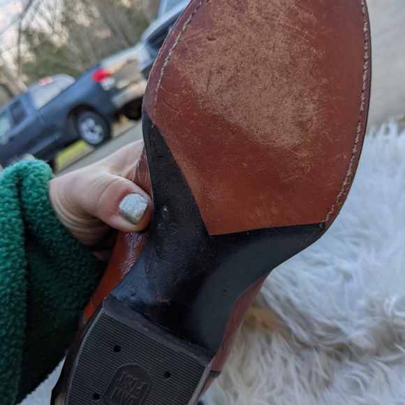 Dan Post Women's Brown Leather Golden Spur Tall Boots Size 7.5 - Picture 6 of 6